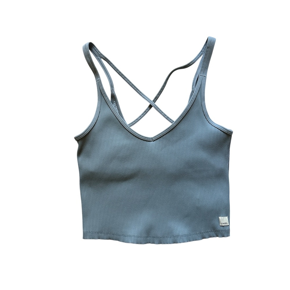 Vuori Ribbed‎ Criss-Cross Active Tank Blue Size S